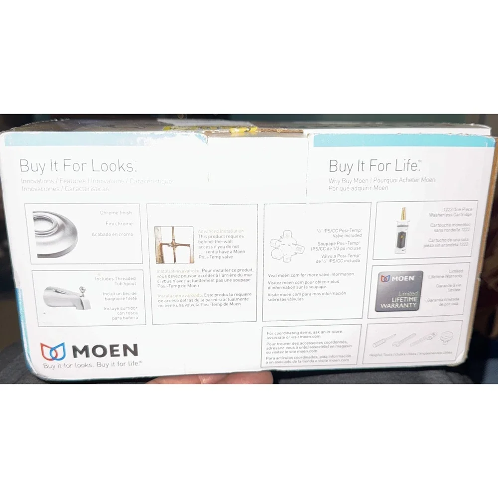 Moen Caldwell 82496C Chrome Finish Tub Faucet Shower Head Handle New Open‎ Box